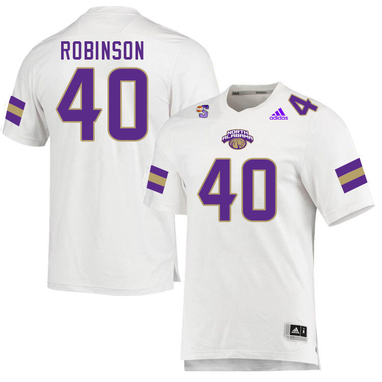 Men-Youth #40 Aidan Robinson North Alabama Lions 2023 College Football Jerseys Stitched Sale-White
